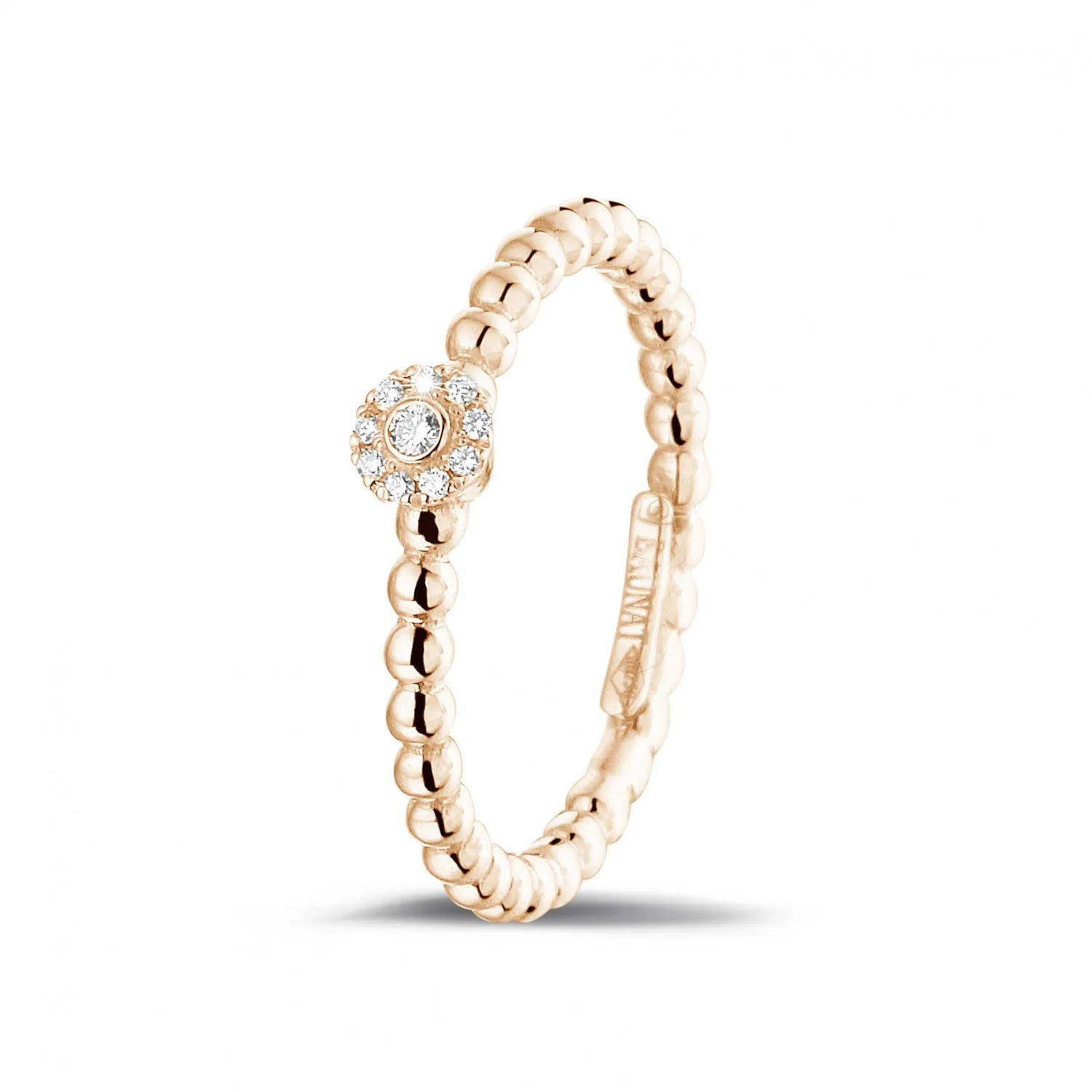 0.04 quilates anillo de diamantes de combinación con bolitas en oro rojo 