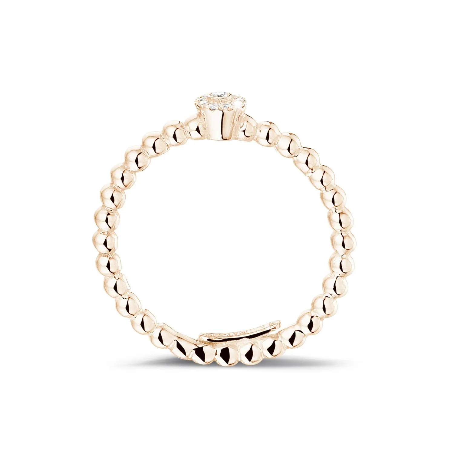 0.04 quilates anillo de diamantes de combinación con bolitas en oro rojo 