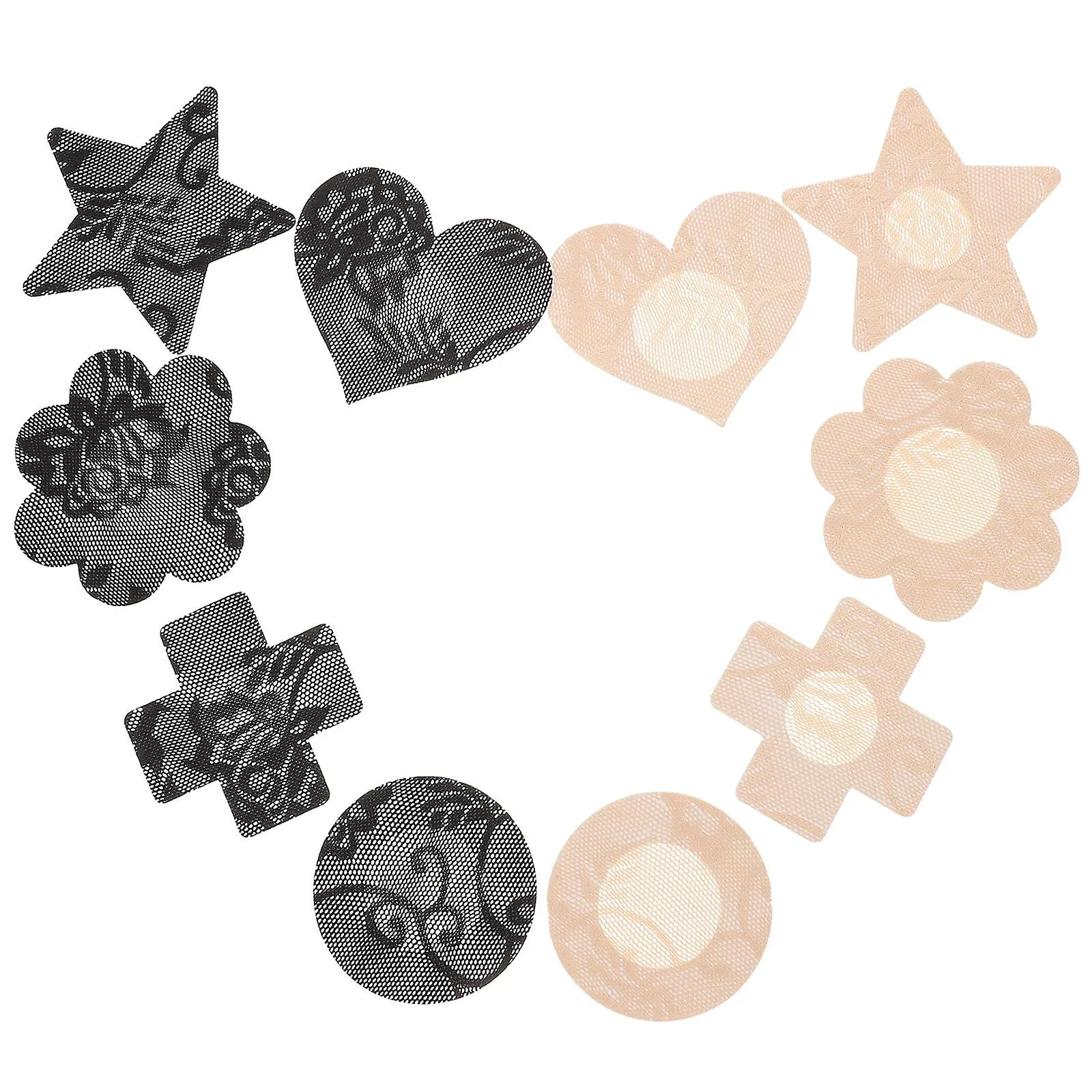 10 PAIRS DISPOSABLE ADHESIVE BREAST PASTIES DIVERSEDESIGN STICKERS COVER INVISIBLE BREAST CONCEALER PAD FOR WOMEN (RANDOM TYPES
