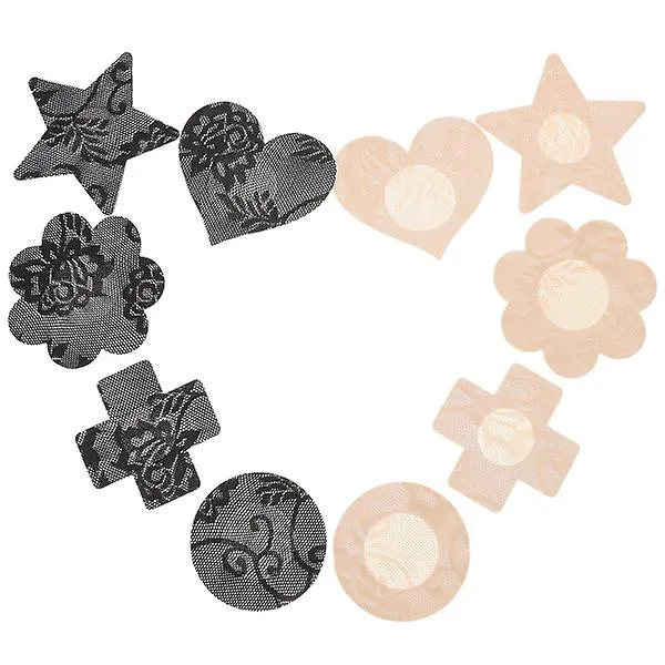 10 PAIRS DISPOSABLE ADHESIVE BREAST PASTIES DIVERSEDESIGN STICKERS COVER INVISIBLE BREAST CONCEALER PAD FOR WOMEN (RANDOM TYPES