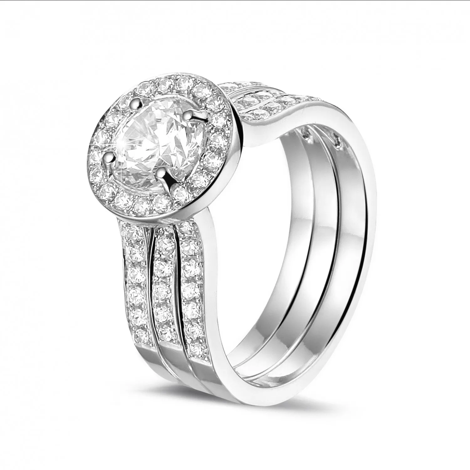 1.00 quilates anillo solitario diamante de platino con diamantes en los lados 