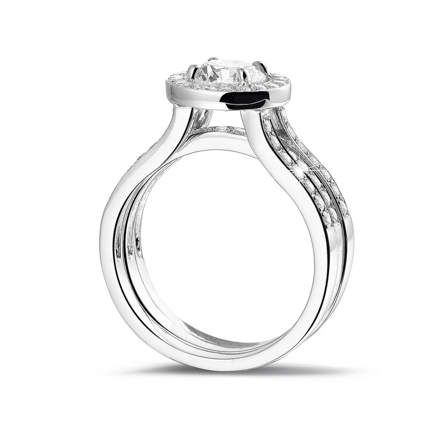 1.00 quilates anillo solitario diamante de platino con diamantes en los lados 