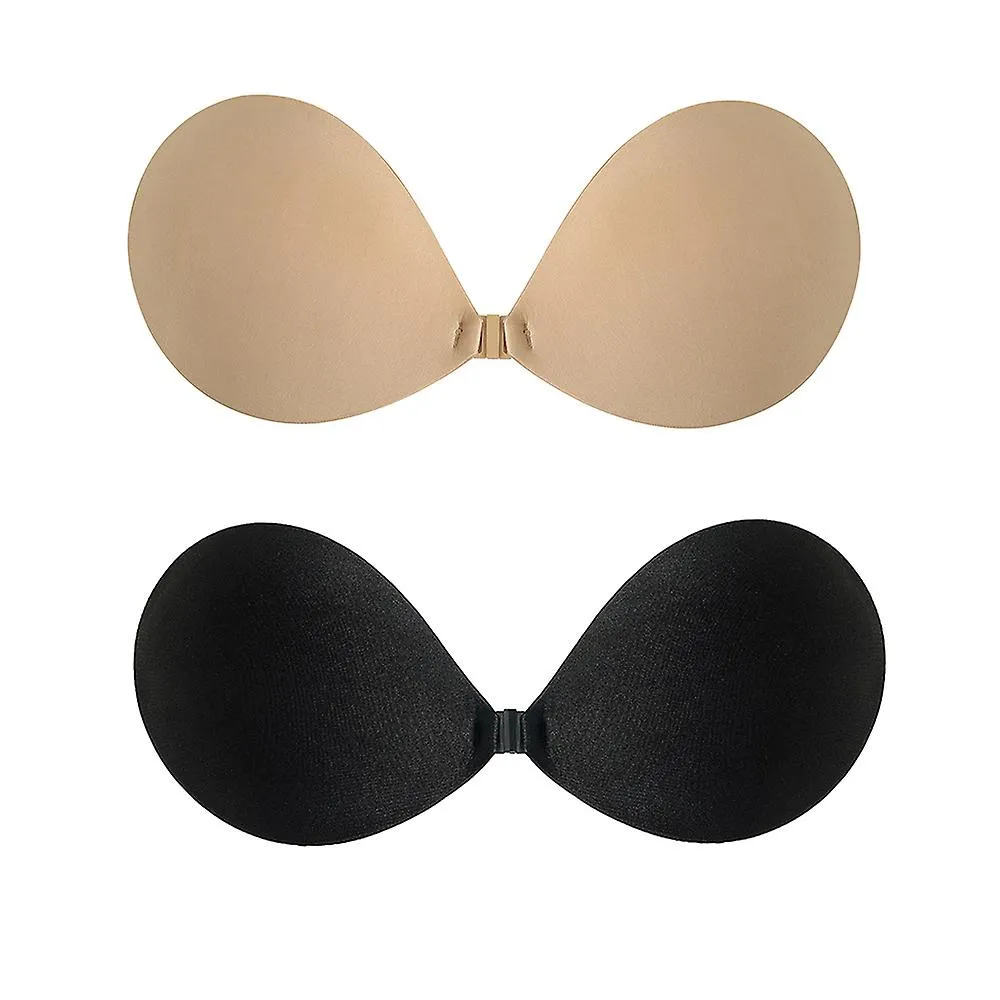 2 pares sujetadores pegajosos sujetador adhesivo sujetador sin tirantes sujetador invisible para mujeres adolescentes, negro + b