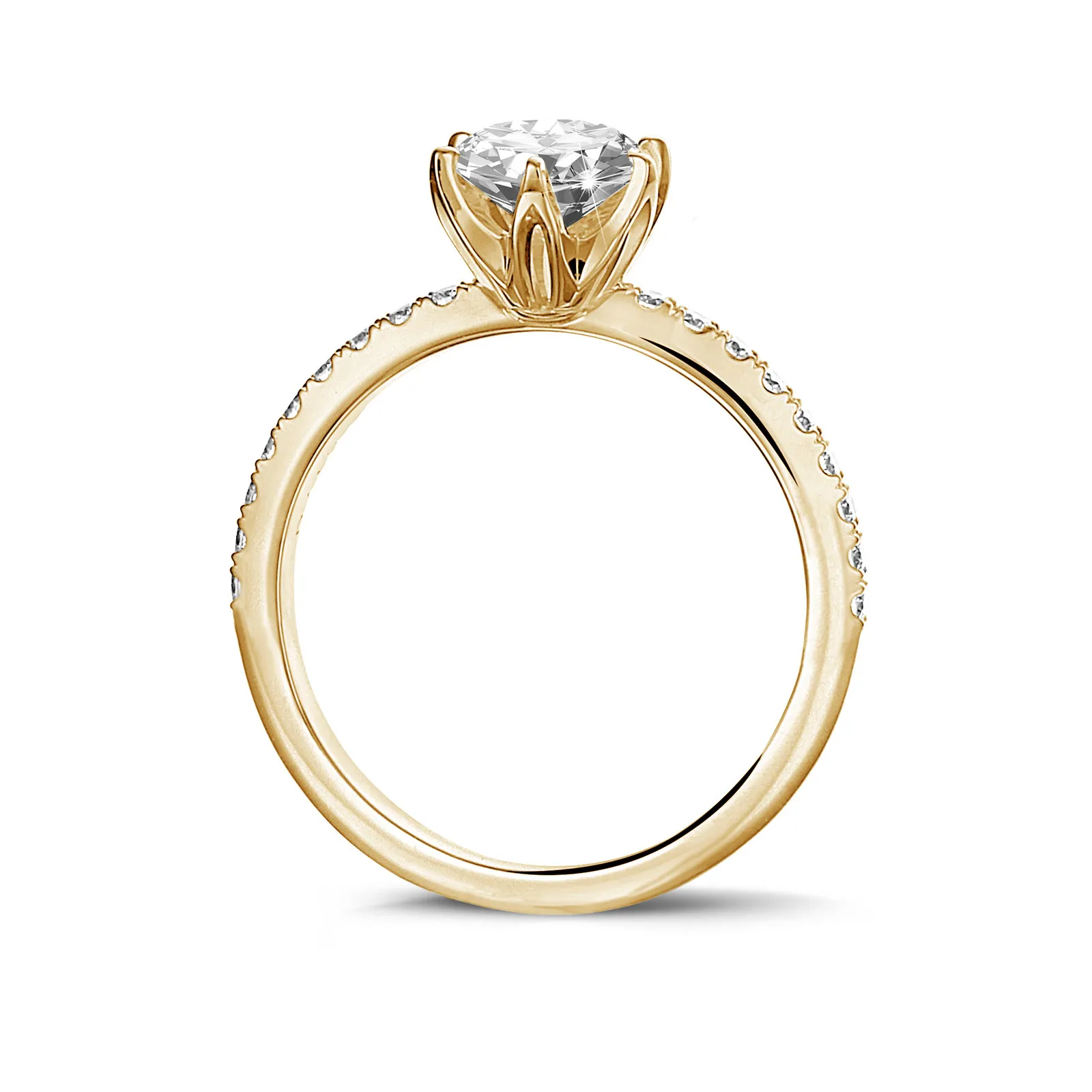 2.00 quilates anillo solitario en oro amarillo con diamantes en los lados 