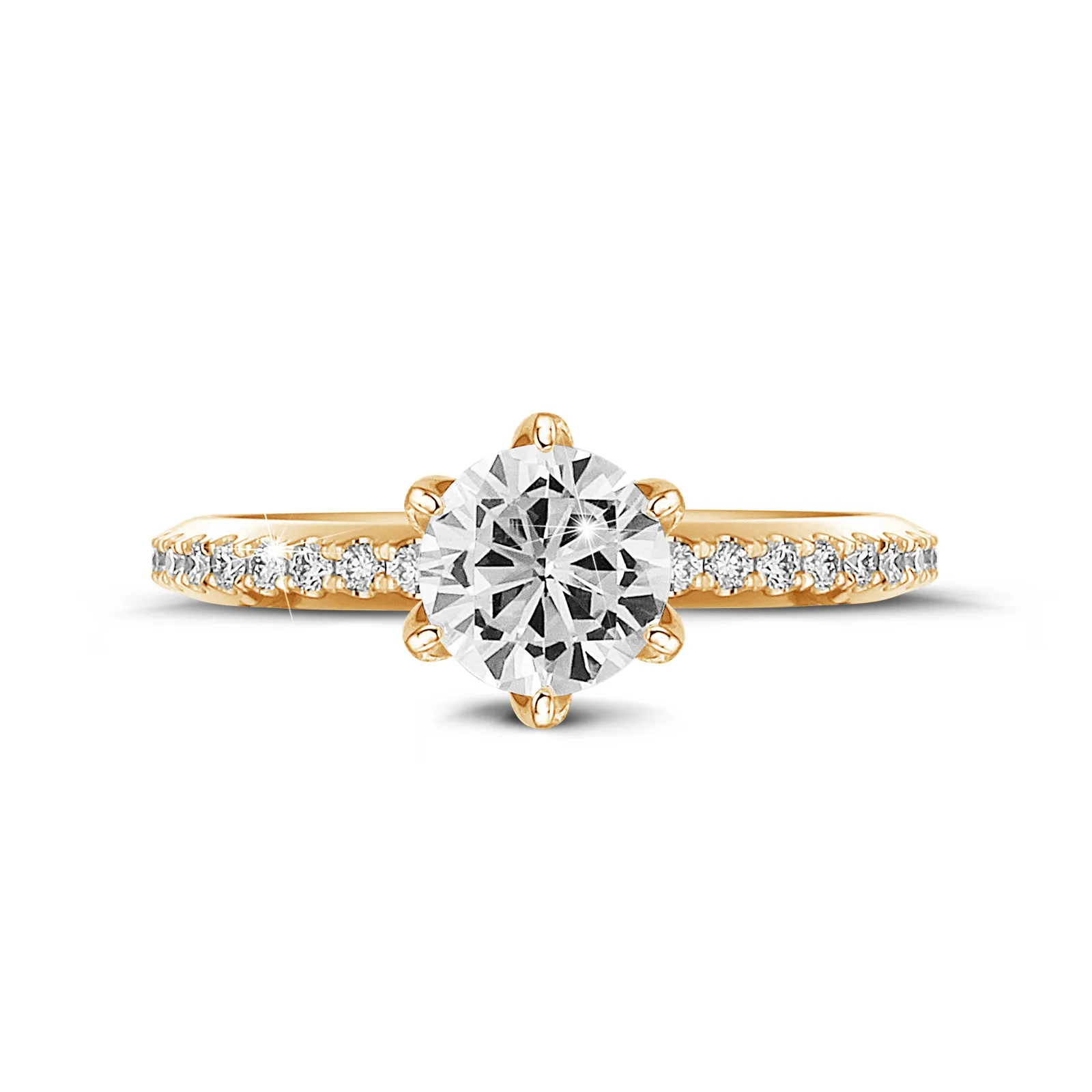2.00 quilates anillo solitario en oro amarillo con diamantes en los lados 