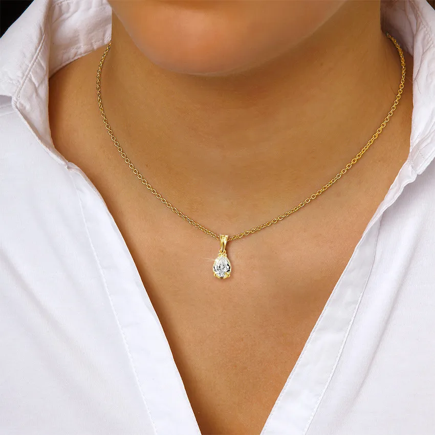 2.00 quilates colgante solitario en oro amarillo con diamante en forma de pera 
