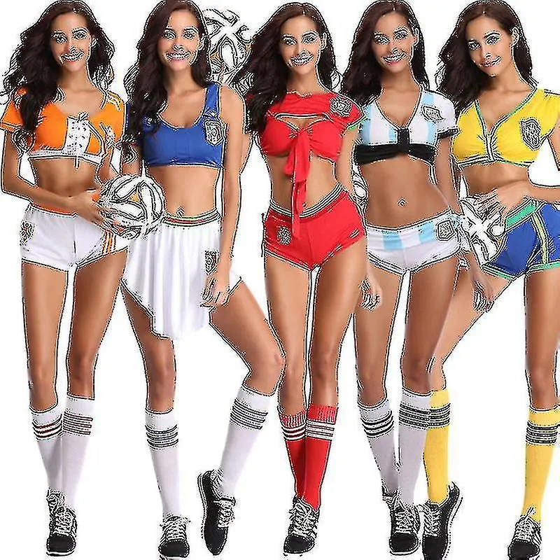 2022 Copa Mundial de Fútbol Niña Sexy Cheerleader Jersey Disfraz Jugador Uniforme de Fútbol Ropa Ropa Para Mujeres Alta Calidad