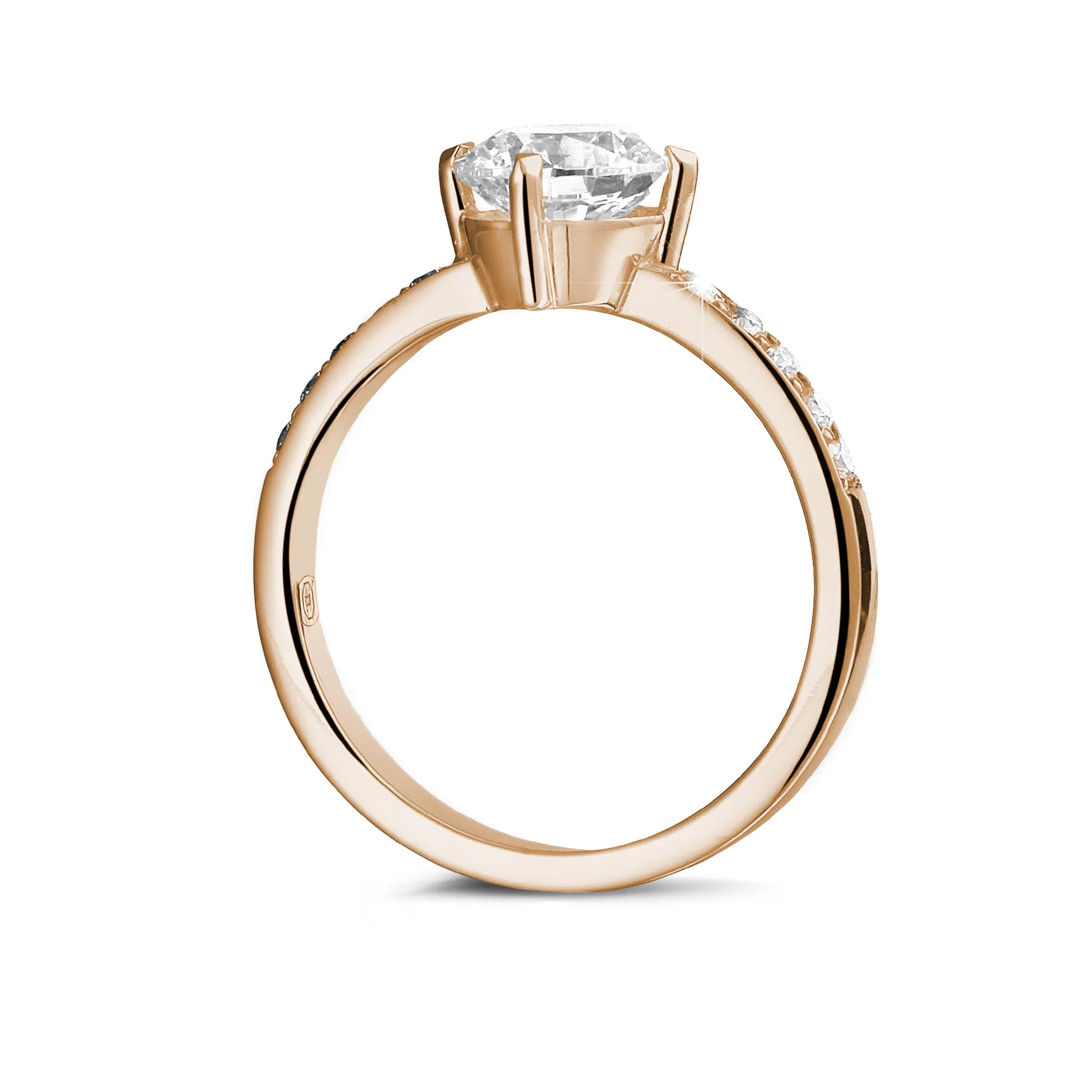 2.50 quilates anillo solitario diamante en oro rojo con diamantes en los 