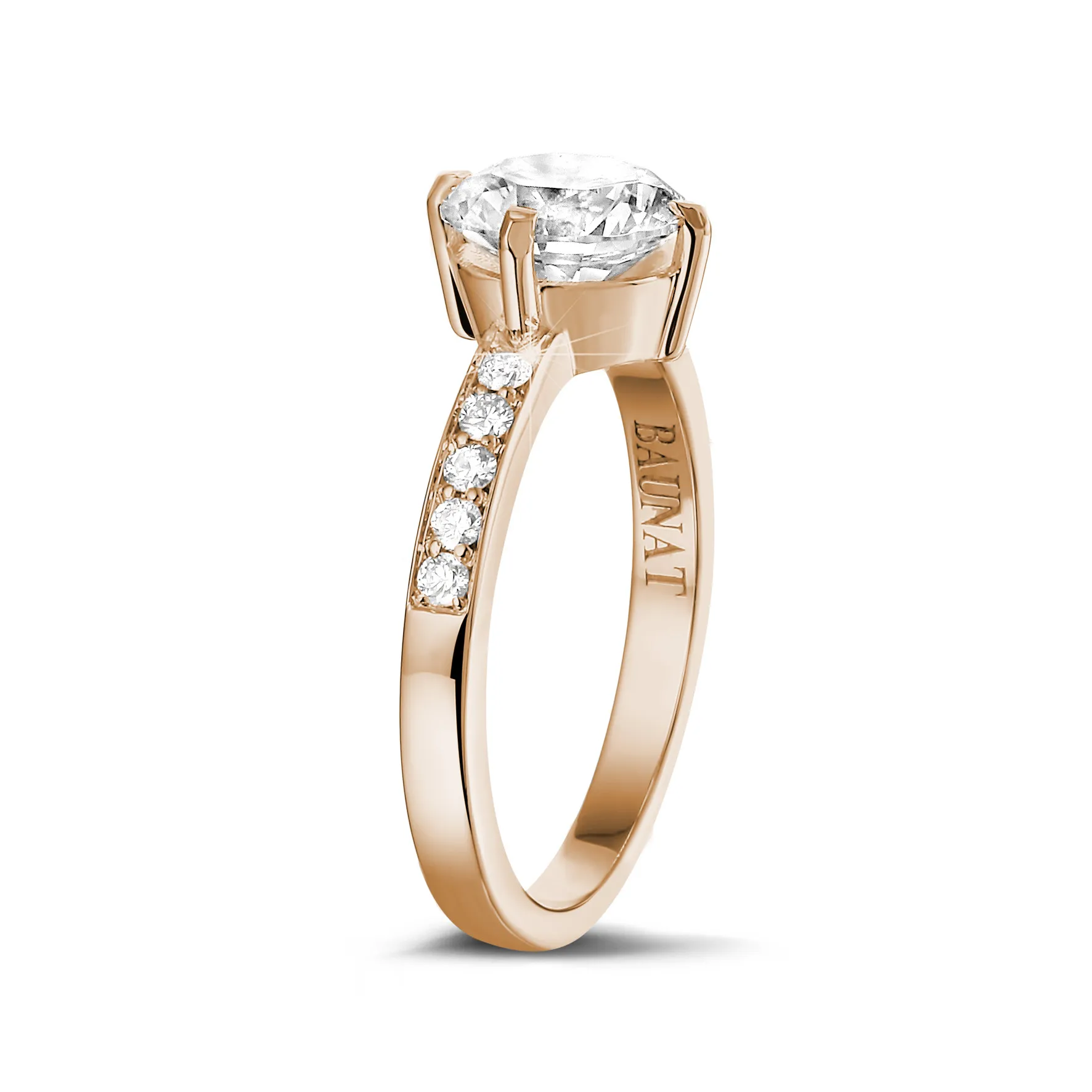 2.50 quilates anillo solitario diamante en oro rojo con diamantes en los 