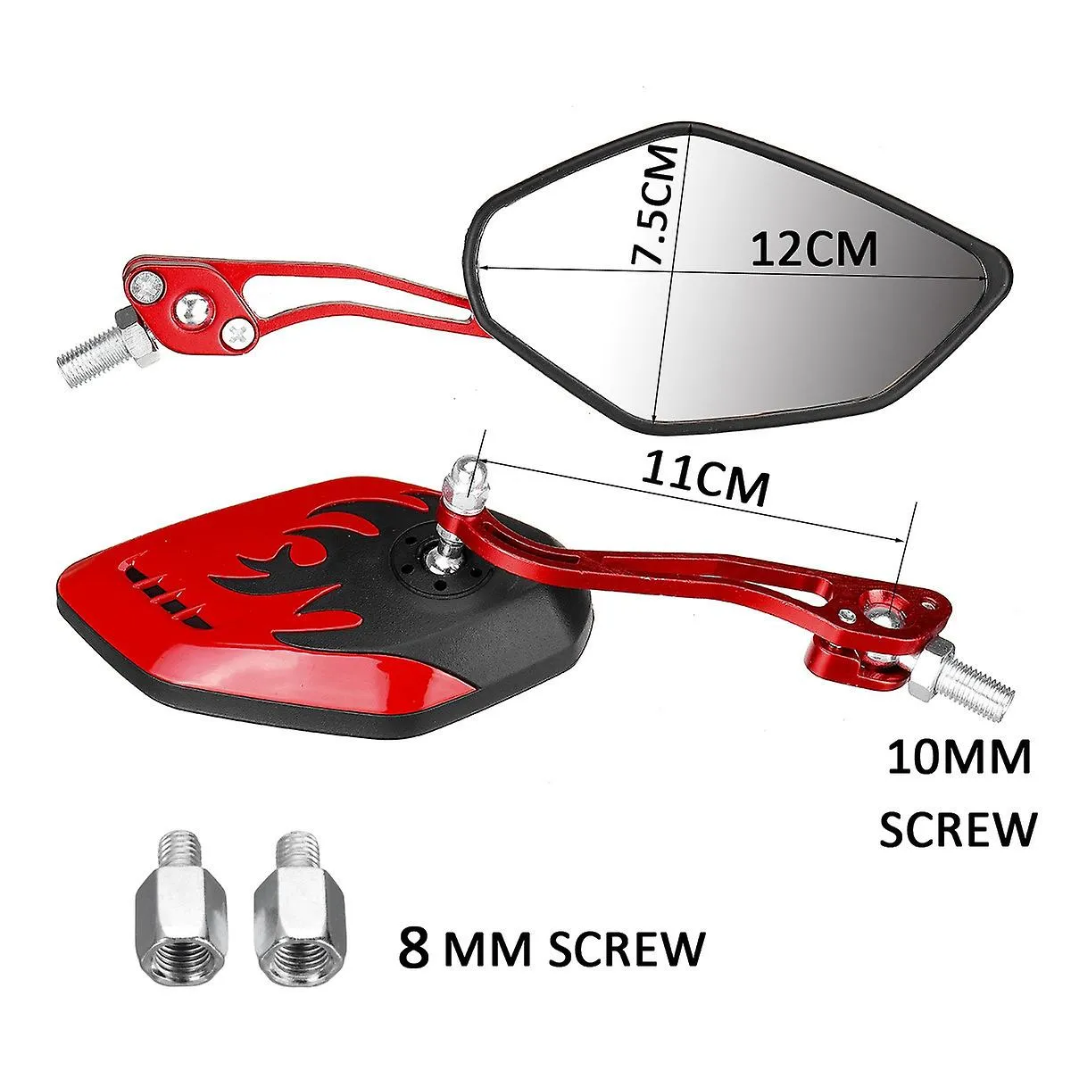 2pcs Screw Diameter 10mm / 8mm Side Mirrors For Motorcycle Scooter 360 Degree Rotation Motorcycle R