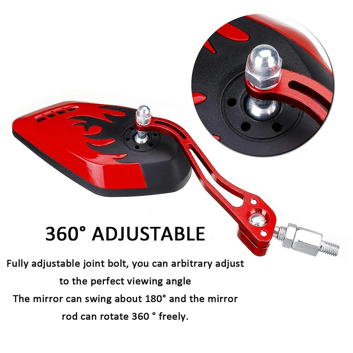 2pcs Screw Diameter 10mm / 8mm Side Mirrors For Motorcycle Scooter 360 Degree Rotation Motorcycle R