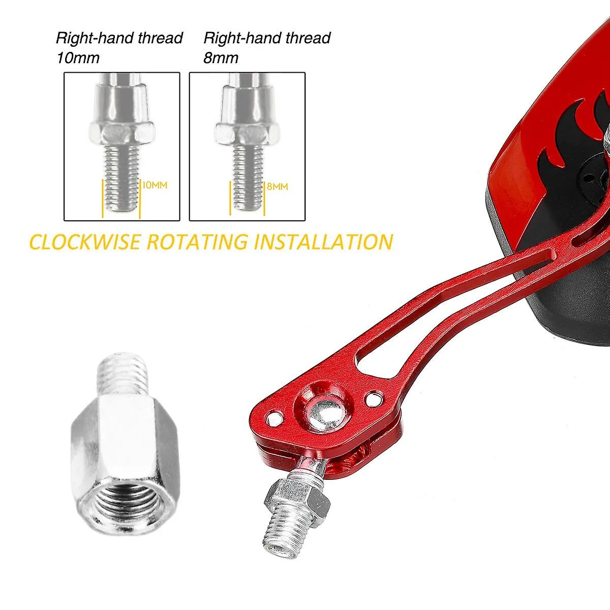 2pcs Screw Diameter 10mm / 8mm Side Mirrors For Motorcycle Scooter 360 Degree Rotation Motorcycle R