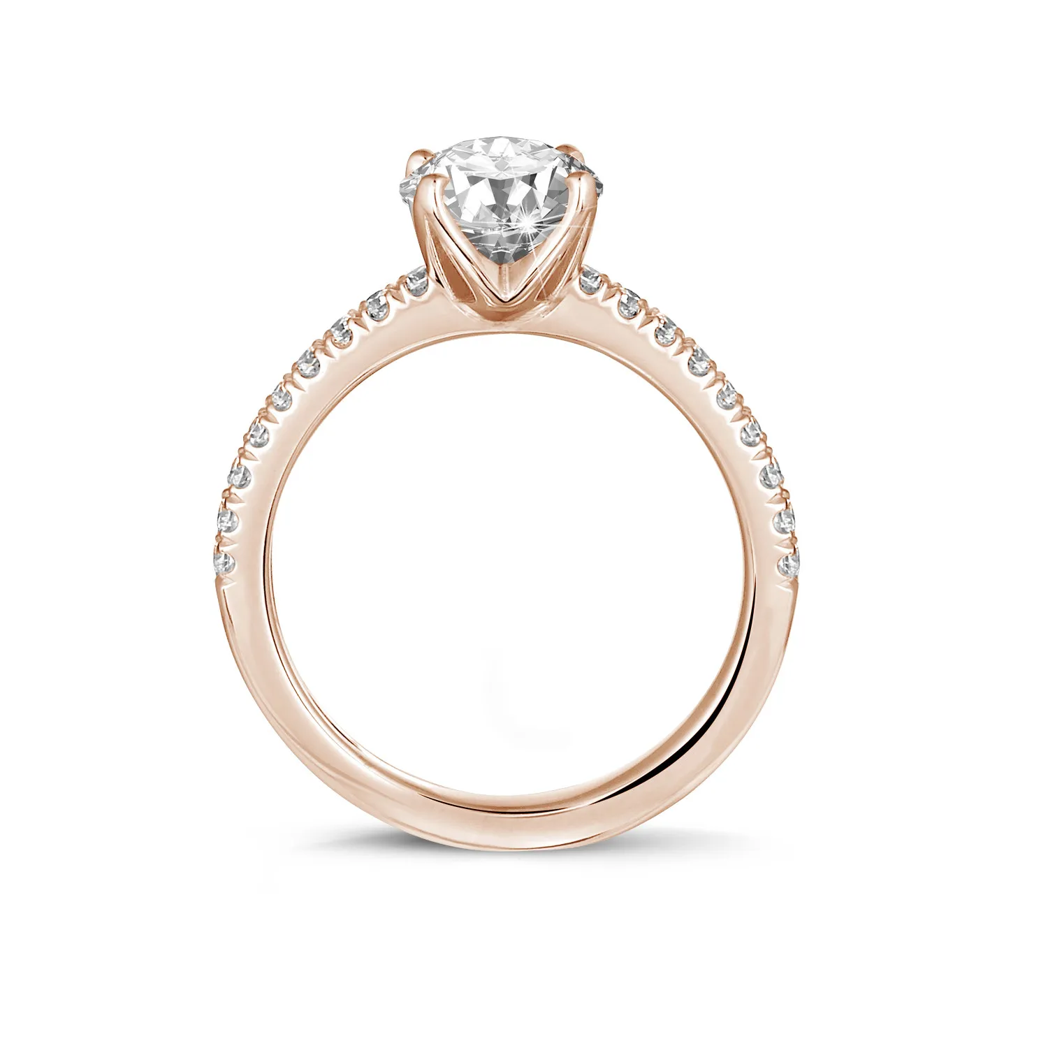 3.00 quilates anillo solitario en oro rojo con diamantes en los lados 