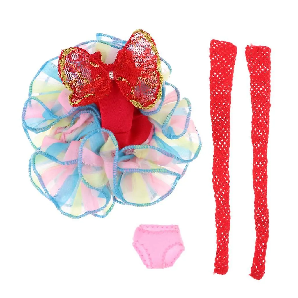 3x Red Ballet Dress Falda Ropa de Verano Para 1/6 Muñeca Blythe