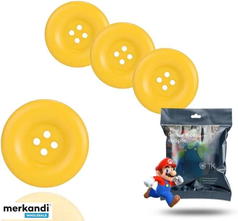 4x Super Mario botones grandes amarillo Waluigi para disfraz disfraz carnaval carnaval