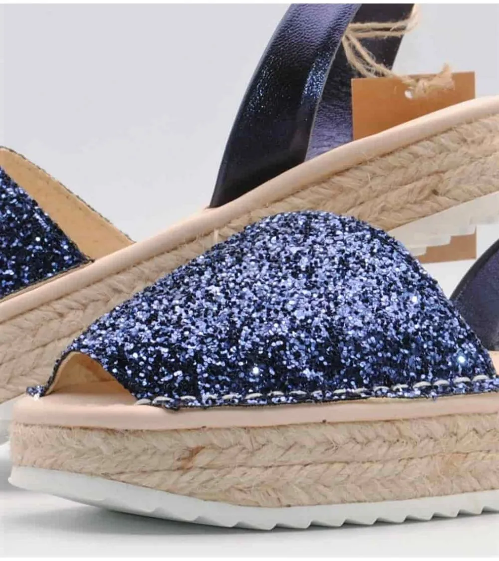 ABARCAS RIA NIÑA PLATAFORMA GLITTER AZUL MARINO