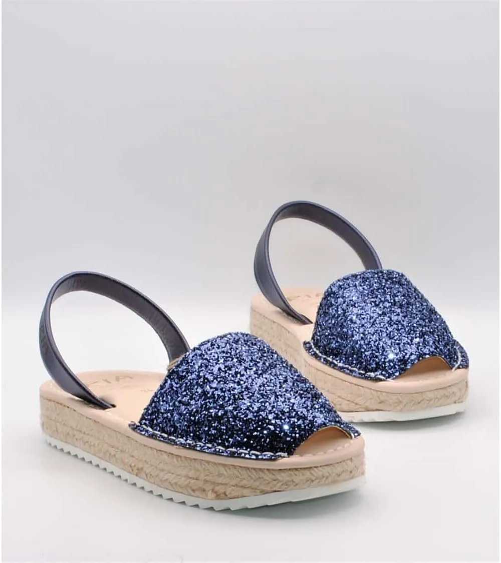 ABARCAS RIA NIÑA PLATAFORMA GLITTER AZUL MARINO