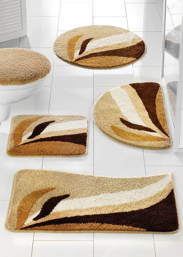 Alfombra de baño con diseño ondulado Café