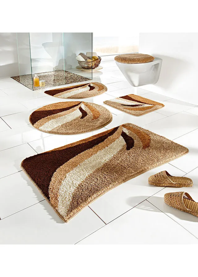 Alfombra de baño con diseño ondulado Café
