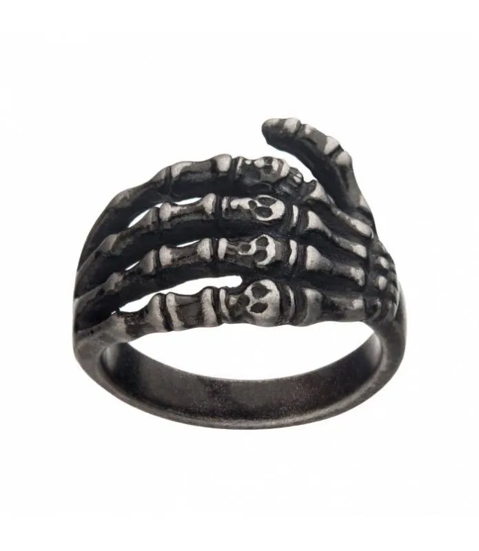 Anillo Mano Esqueleto Acero Inoxidable Envejecido INOX FR60007AT