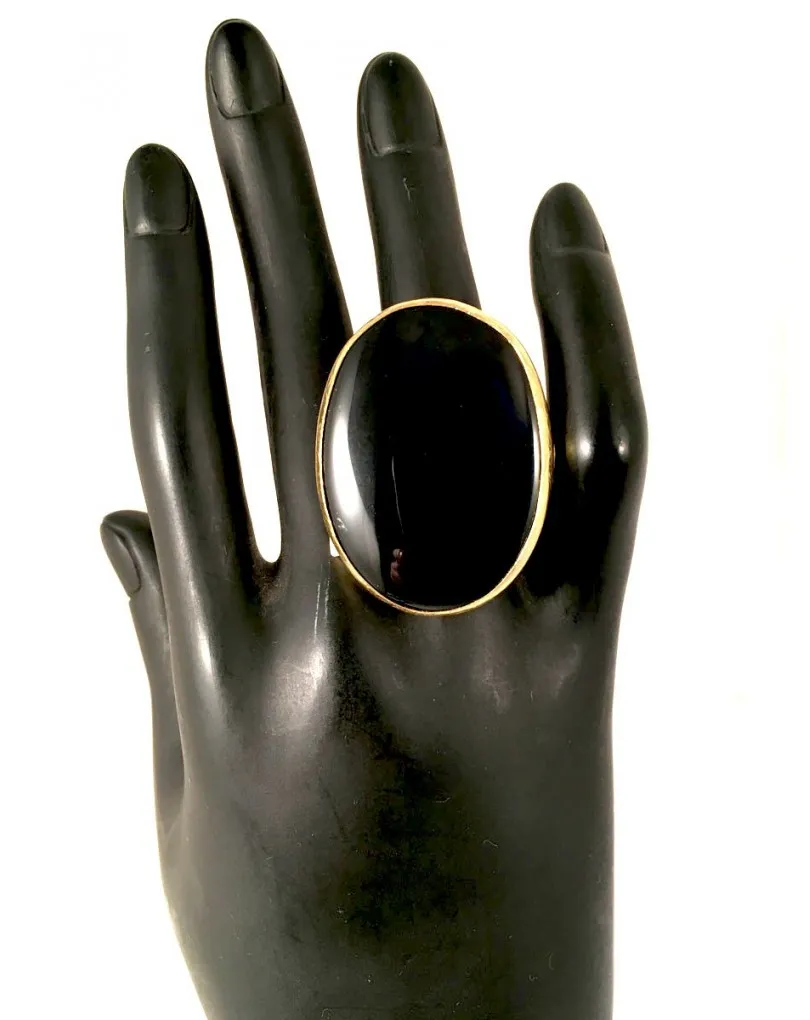 ANILLOS GRANDES DE PIEDRA NATURAL NEGROS