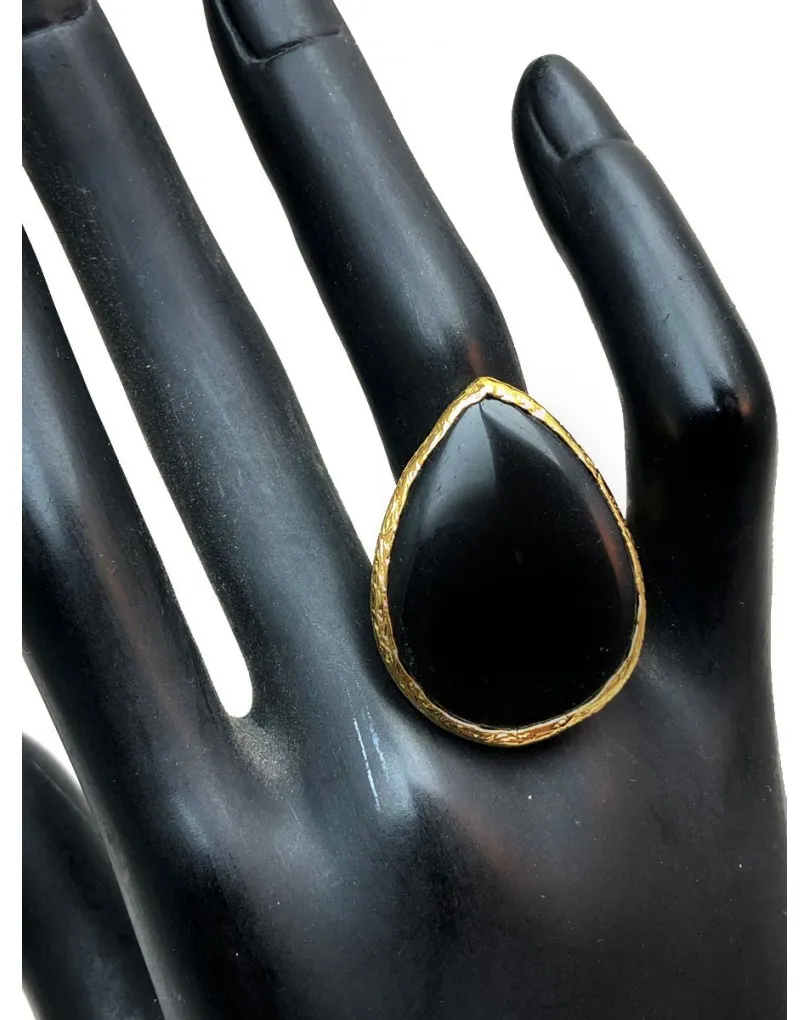 ANILLOS MUJER GRANDES CON PIEDRA NEGRA ONIX