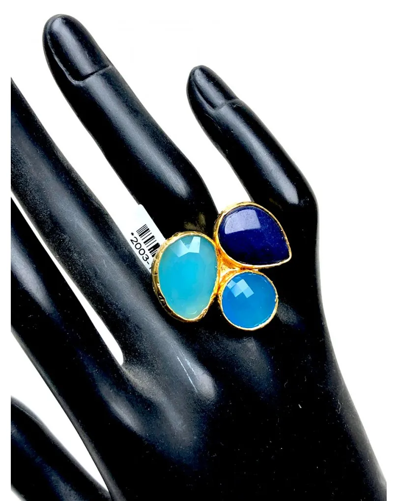 ANILLOS MUJER GRANDES DE PIEDRAS NATURALES AZULES  JOYAS PARA BODAS