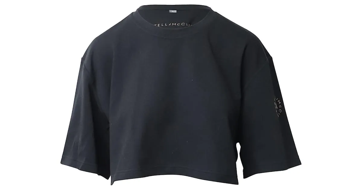 Autre Marque Camiseta recortada de algodón orgánico negro Adidas por Stella McCartney Future Playground 