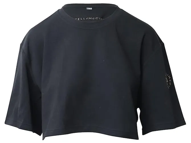 Autre Marque Camiseta recortada de algodón orgánico negro Adidas por Stella McCartney Future Playground 