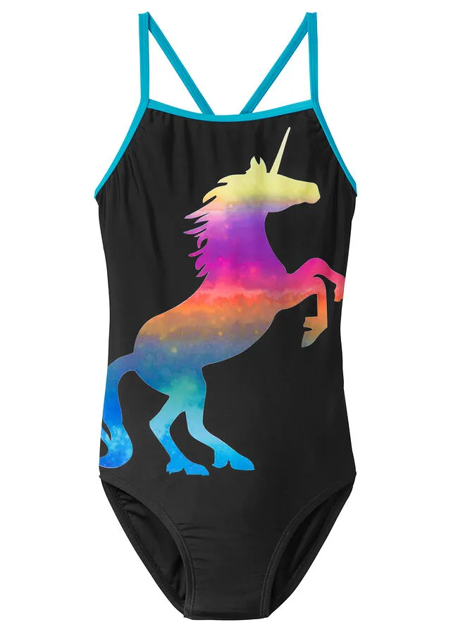 Bañador para niñas Negro estampado