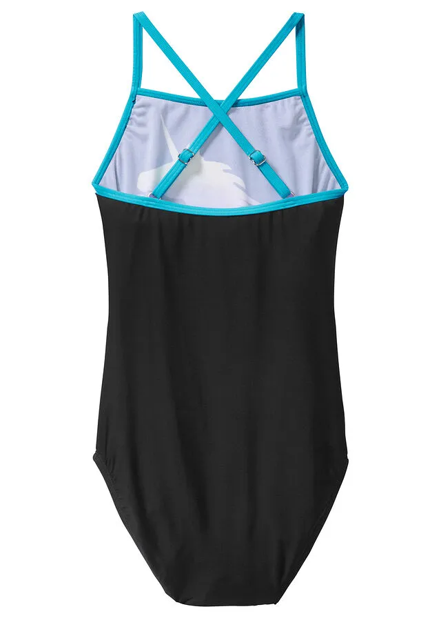 Bañador para niñas Negro estampado