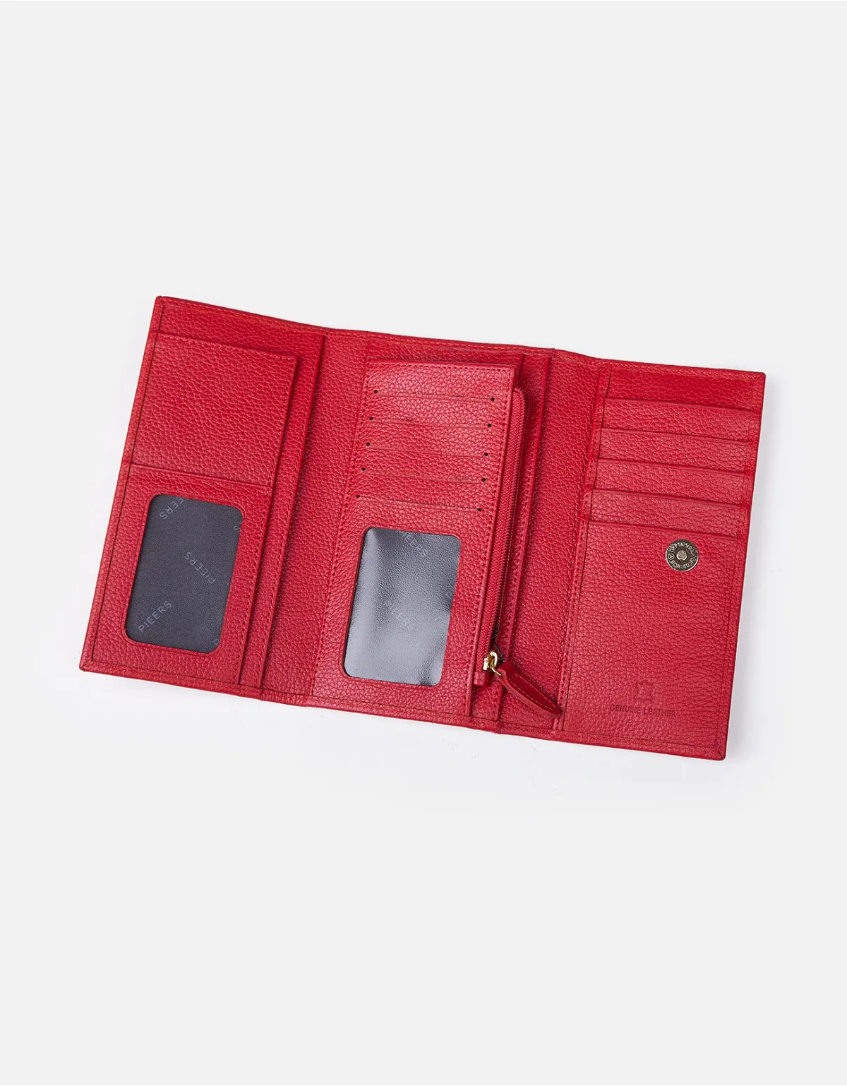 Billetera de cuero rojo para mujer