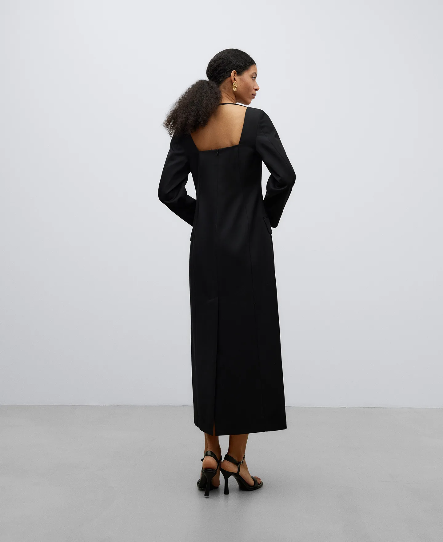 Black square neckline dress