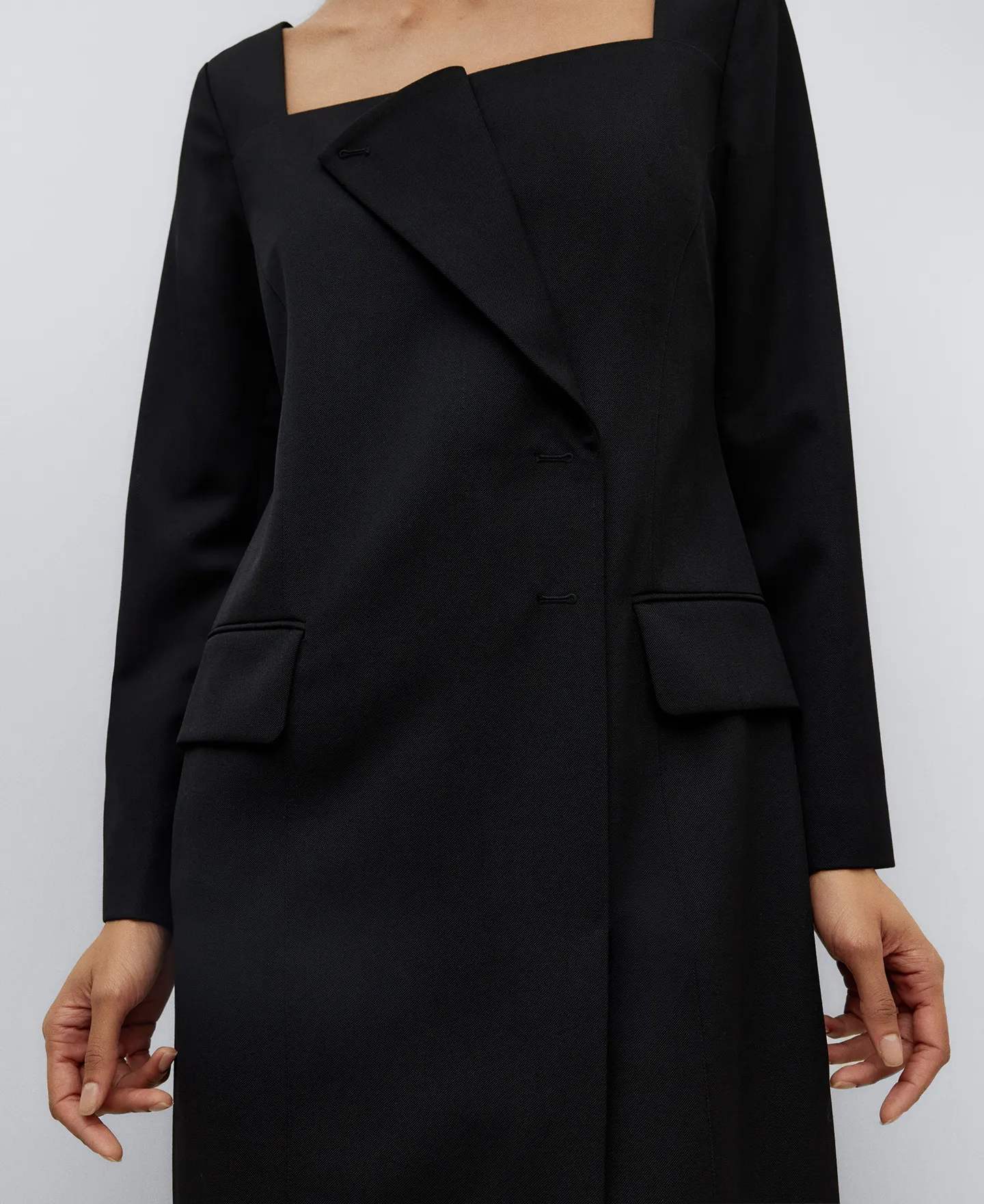 Black square neckline dress