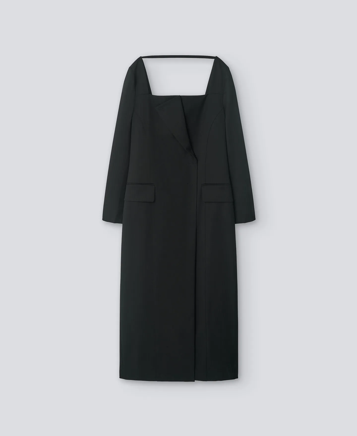 Black square neckline dress