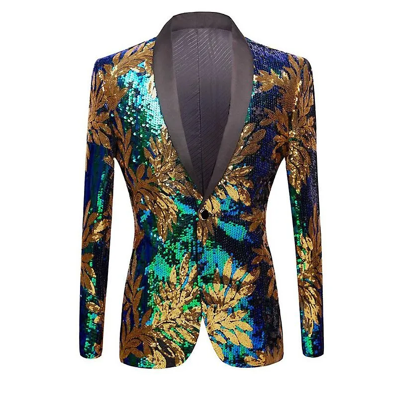Blazer de alta calidad Hombres Moda elegante Casual Boda Padrinos de fiesta Sequin Bar Disfraz Traje Escenario Anfitrión Vestido