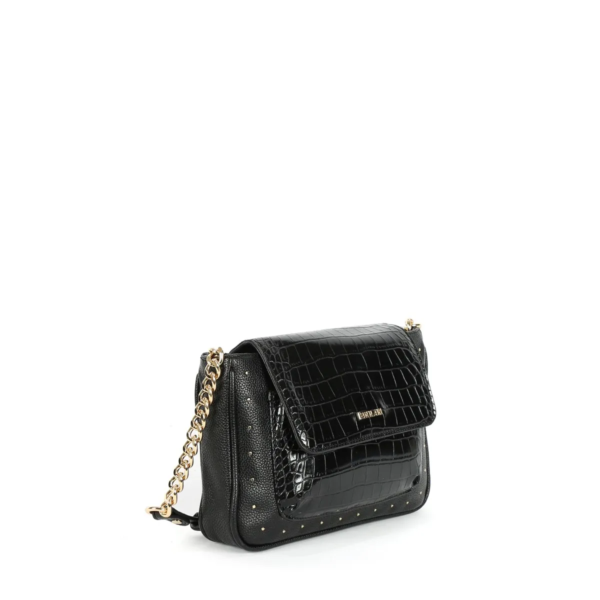 Bolso Bandolera Binnari rebajas, solapa Rea Taupe y negro Cnp19394