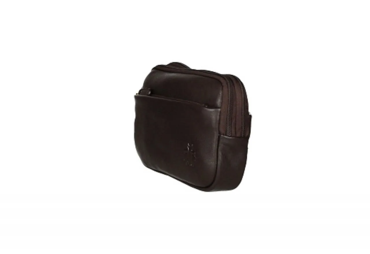 Bolso Mano Caballero Piel Marron .