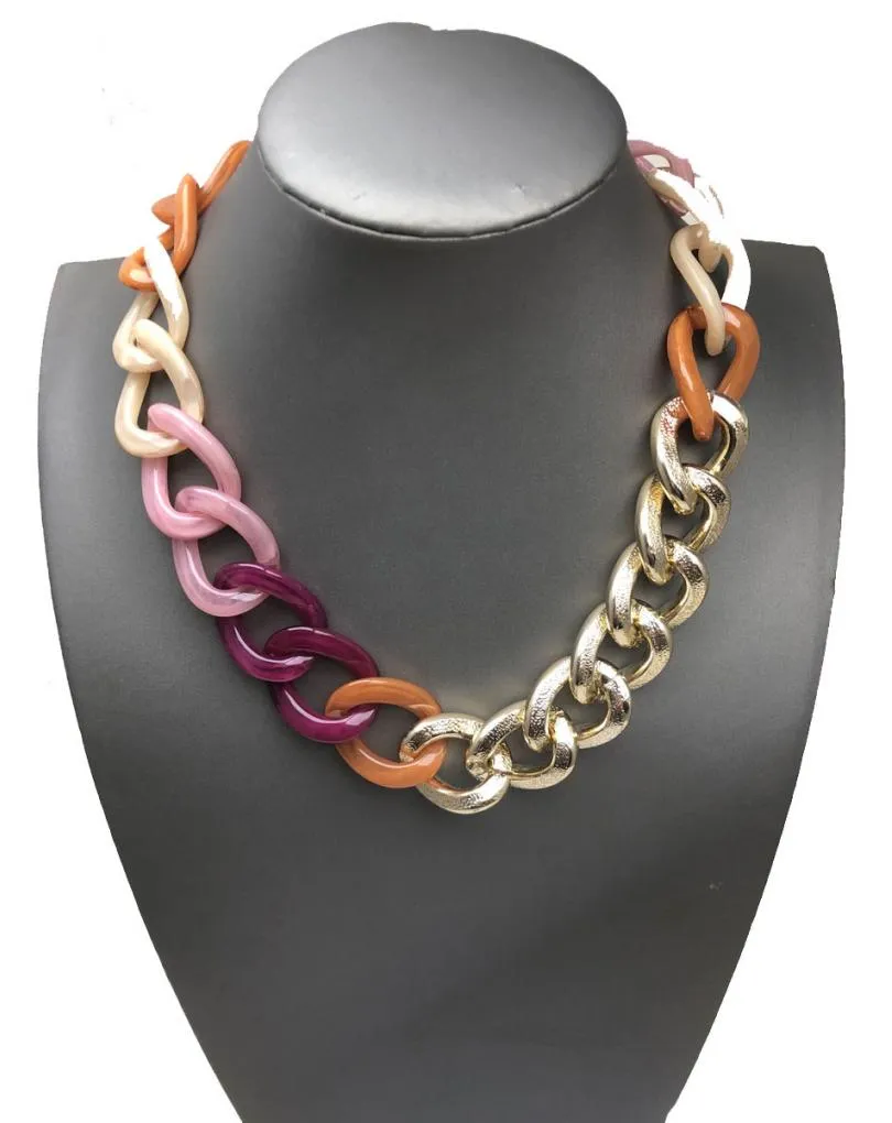 BONITOS COLLARES ROSAS Y BUGAMBILIAS DE ESLABONES GRANDES