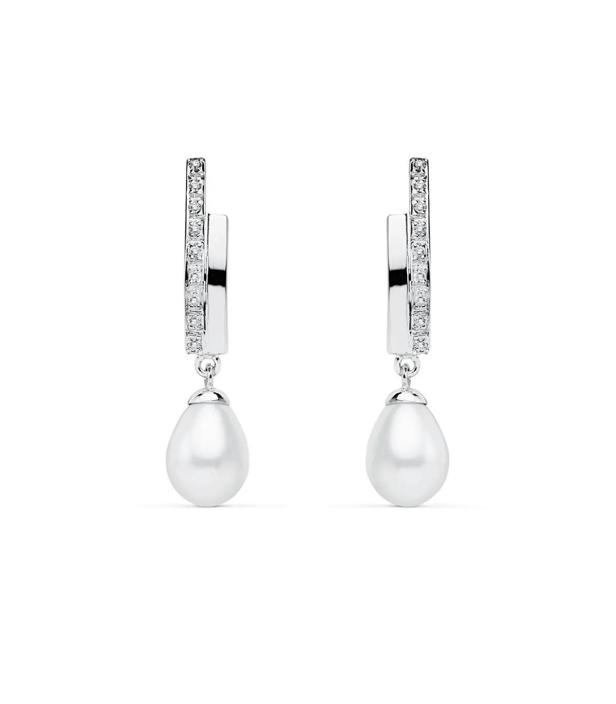 Boucles d'oreilles Comtesse Yorkshire Or Blanc 9K Perle