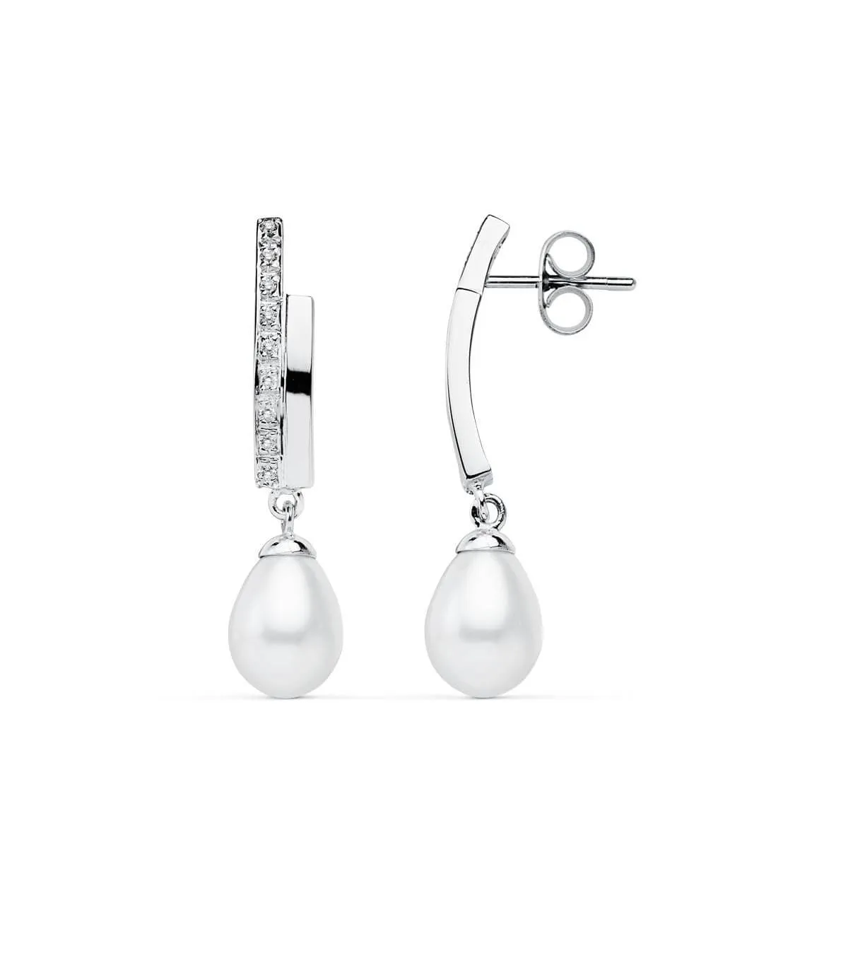 Boucles d'oreilles Comtesse Yorkshire Or Blanc 9K Perle