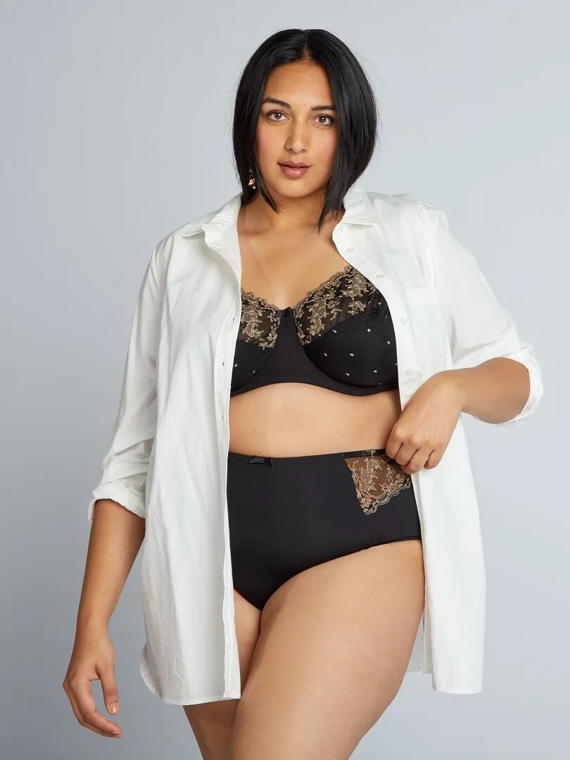BRAGUITA DE ENCAJE TEJIDO  NEGRO