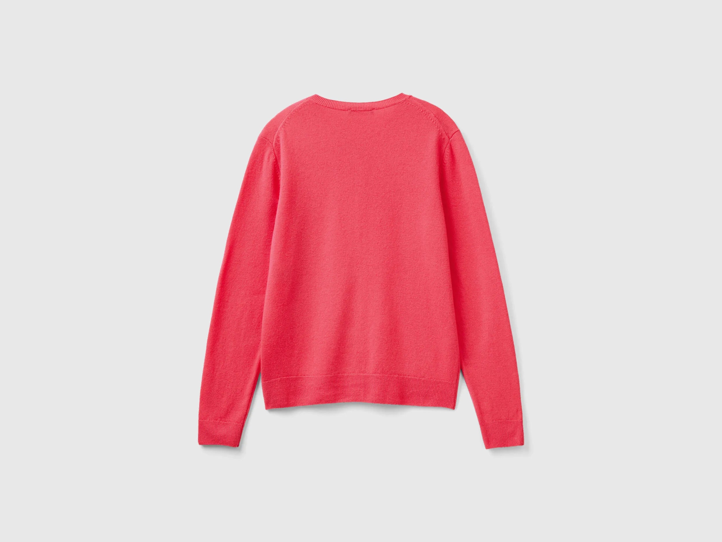 Cárdigan de cuello redondo fucsia de pura lana merina