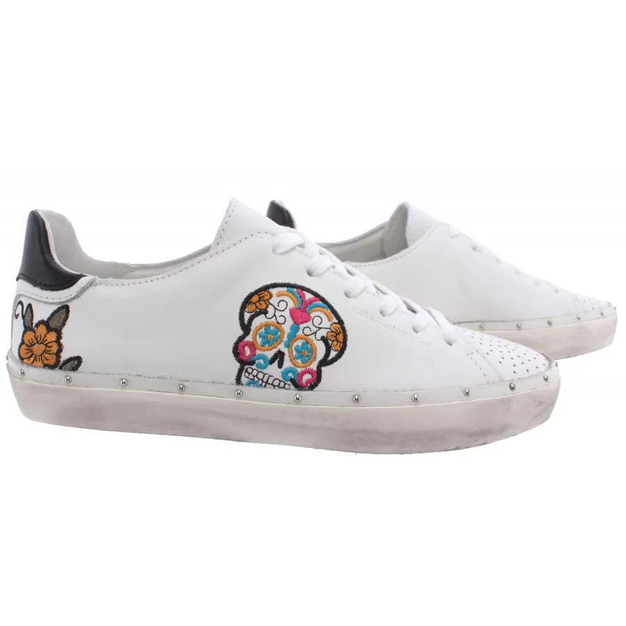 Calzado Mujer Sneakers REBECCA MINKOFF 00MS NA01 Michell Skull Nappa White New
