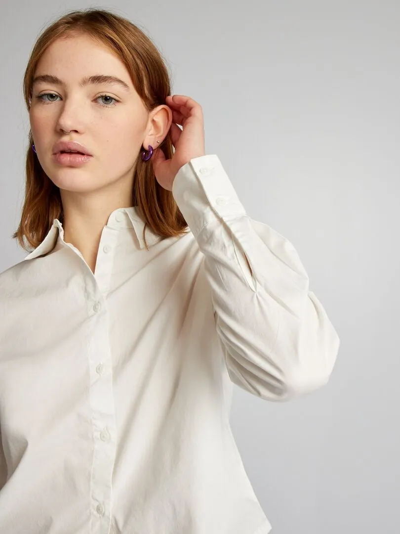 CAMISA CROPPED DE POPELINA  BLANCO