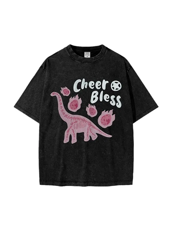 Camiseta holgada para adolescentes con estampado interesante lavada retro para niños y niñas