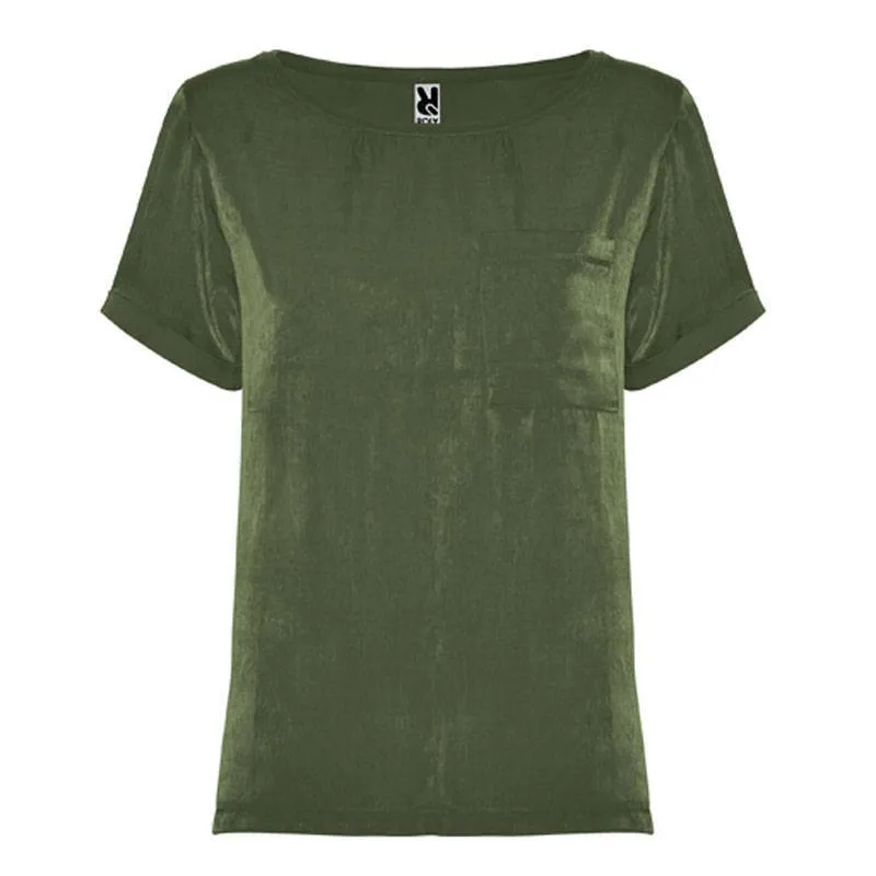 Camiseta satinada manga corta para mujer