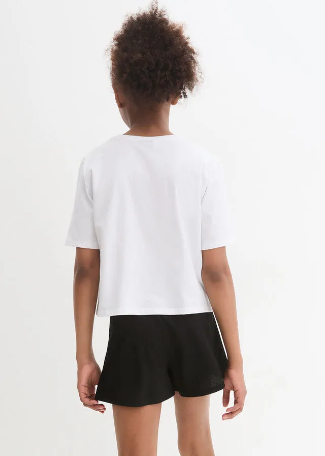 CAMISETA WEDNESDAY PARA NIñAS DE ALGODóN ORGáNICO BLANCONEGRO