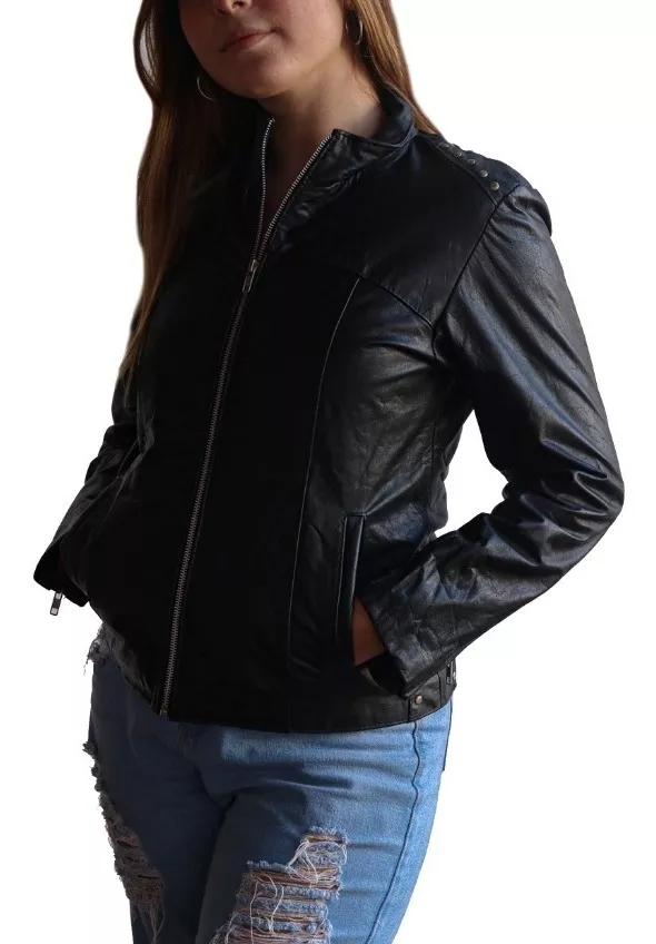 Campera 100% Cuero Vacuno De Mujer Talles Grandes S Al 5xl