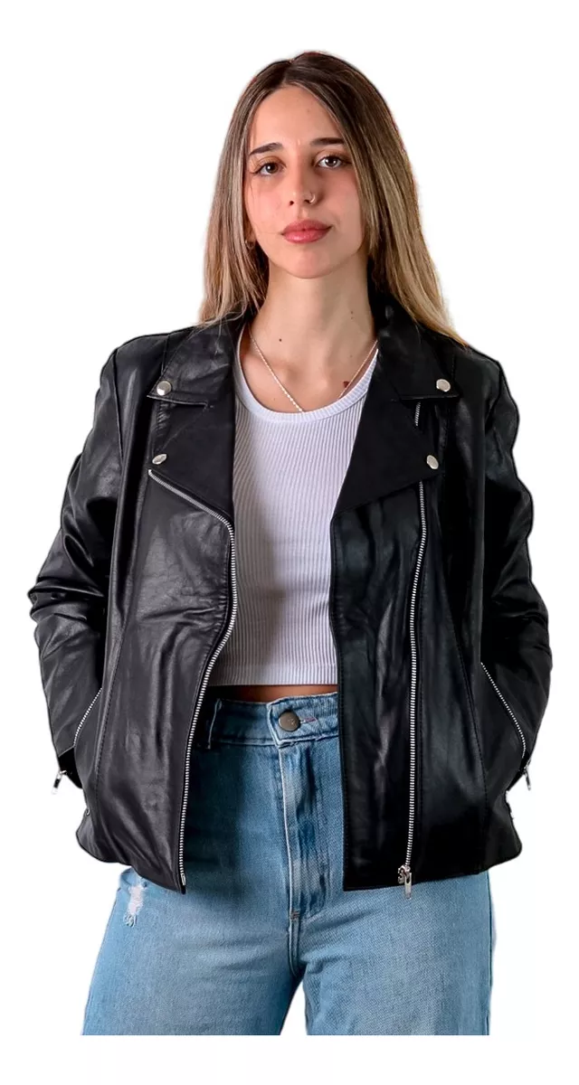 Campera 100% Cuero Vacuno De Mujer Talles Grandes Xs Al 5xl